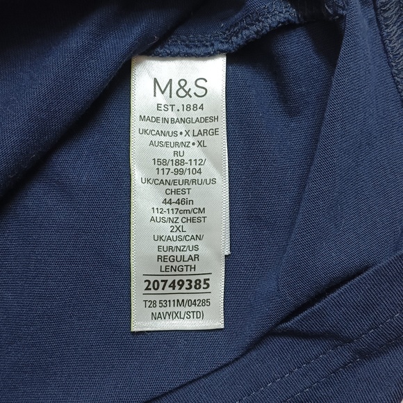 Marks and Spencer Pure Cotton Blue Half Sleeve T-shirt - Picture 4 of 4